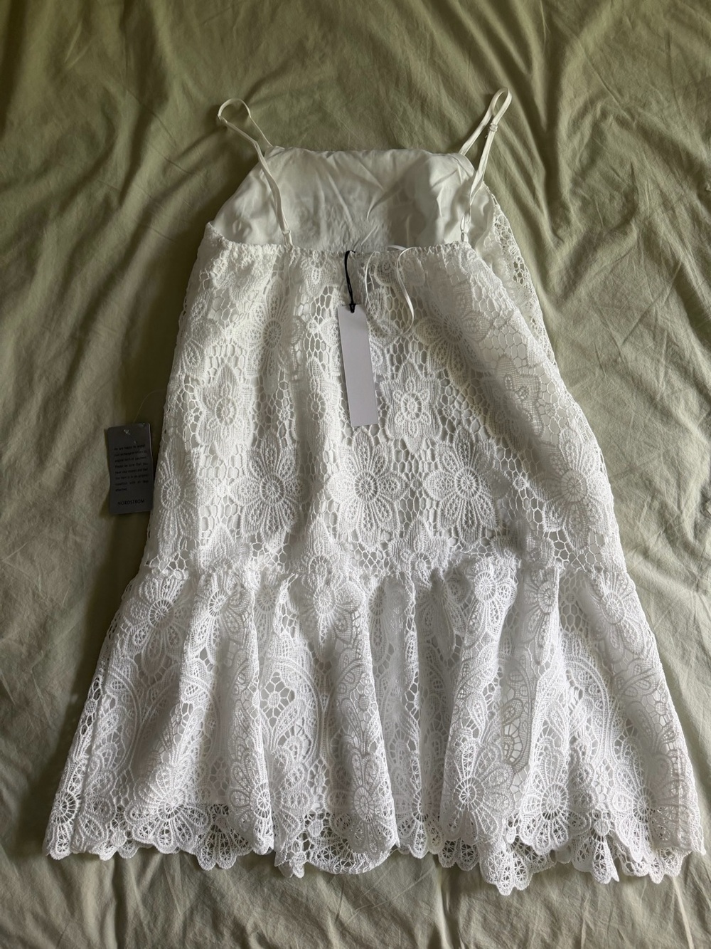 Nordstrom White Lace Mini Dress with Ruffle Hem - Picture 8 of 8